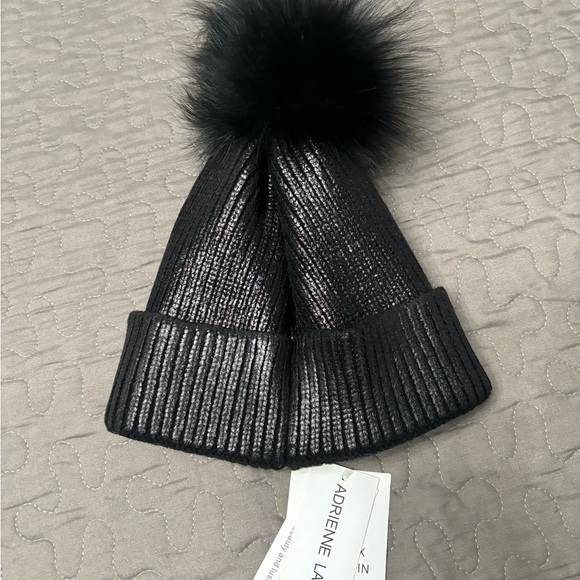 Adrienne Landau real fox fur hat. Black metallic color. Brand new with tags. - Picture 4 of 10